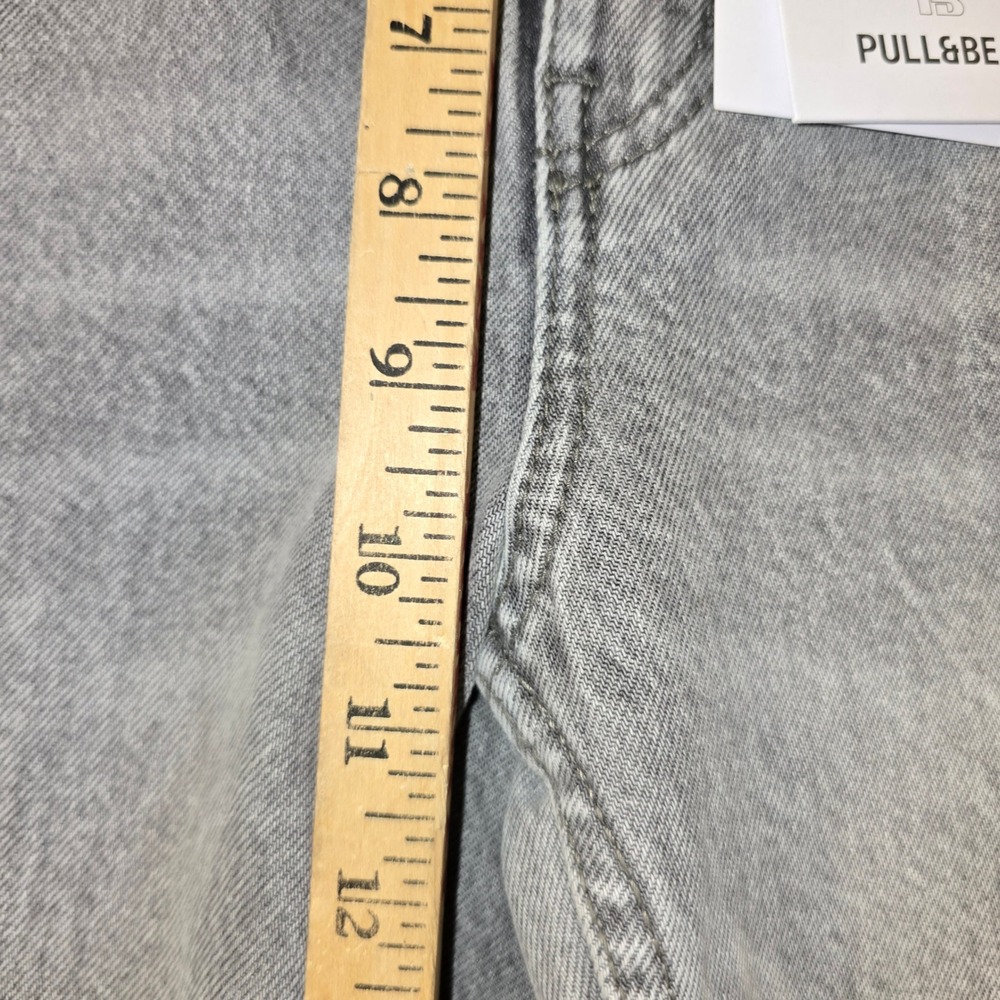 Pull&Bear Jeans 2 Women Grey Straight Leg High Rise Raw Hem Acid Wash - Picture 5 of 9